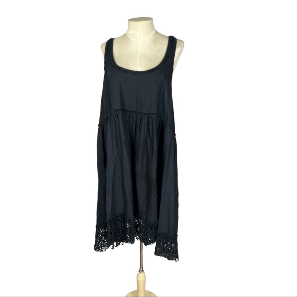 Free People tunic tank dress size Black linen blend Racerback size Medium